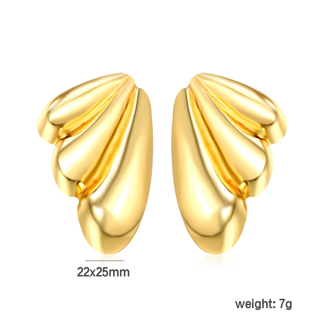 Damen Ohrstecker im eleganten Muschel-Design mit glänzender Oberfläche Shop Nory