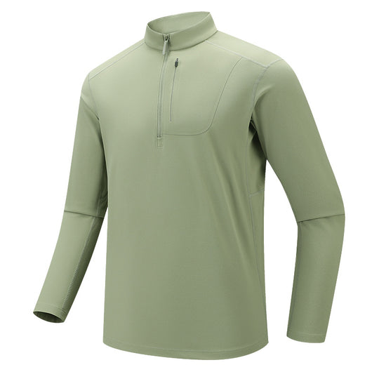 Herren Funktionelles Langarm-Trainingstop mit Stehkragen und Reißverschluss-Ärmeltasche Shop Nory