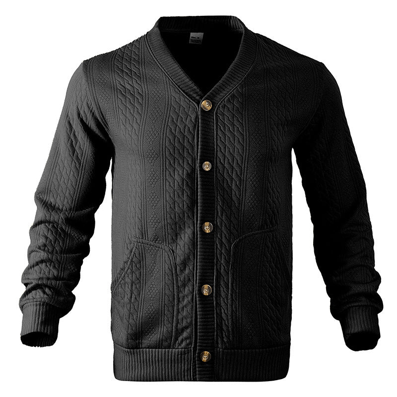 Herren Strukturierter Strickcardigan mit Zopf- und Waffelmuster, Knopfleiste und aufgesetzten Taschen Shop Nory