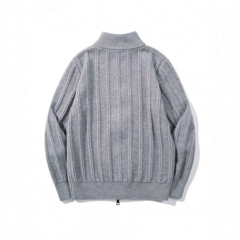 Unisex Reißverschluss-Strickjacke mit Stehkragen und vertikaler Struktur Shop Nory