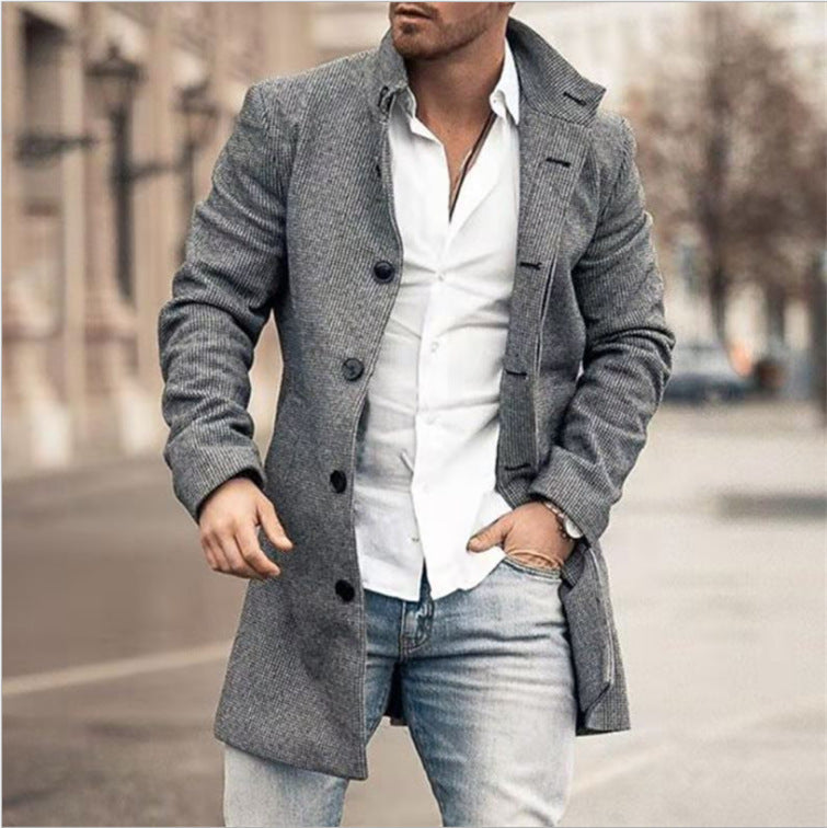 Herren nan kariierter Kurzmantel mit taillierter Silhouette, Reverskragen und aufgesetzten Seitentaschen Shop Nory