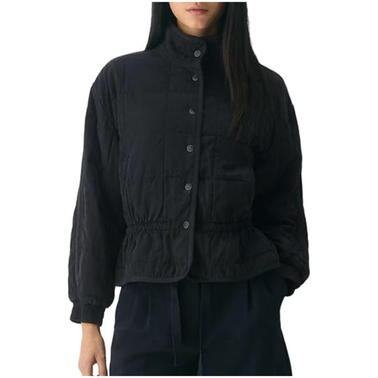 Damen Kurz geschnittene Steppjacke mit Stehkragen und Taillengummi Shop Nory