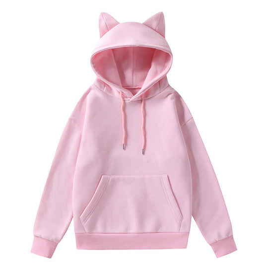 Damen Kapuzenpullover mit Katzenohren und weichem Innenfutter