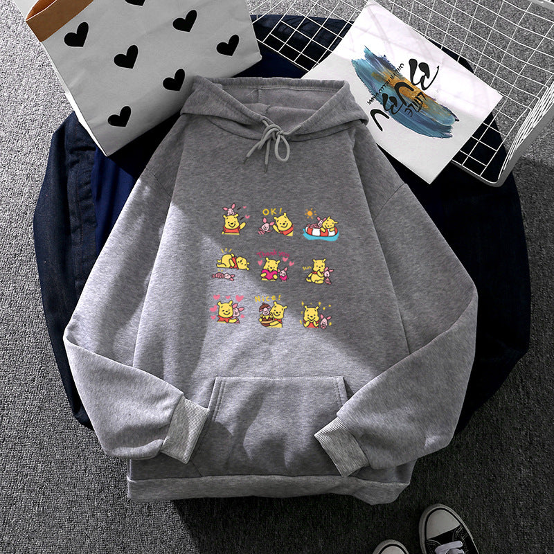 Damen nan Kapuzenpullover mit mehrfachem Comic-Emote-Print, oversized Schnitt und weichem Innenfutter Shop Nory