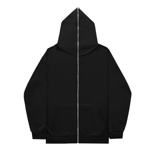 Unisex nan minimalistisch strukturierter Kapuzenzipper mit spitzer Kapuze, Kängurutasche und verstärkten Bündchen Shop Nory