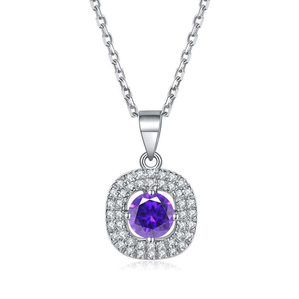 Damen Halskette mit elegantem blauen Zirkonia-Anhänger und funkelndem Kristallbesatz Shop Nory