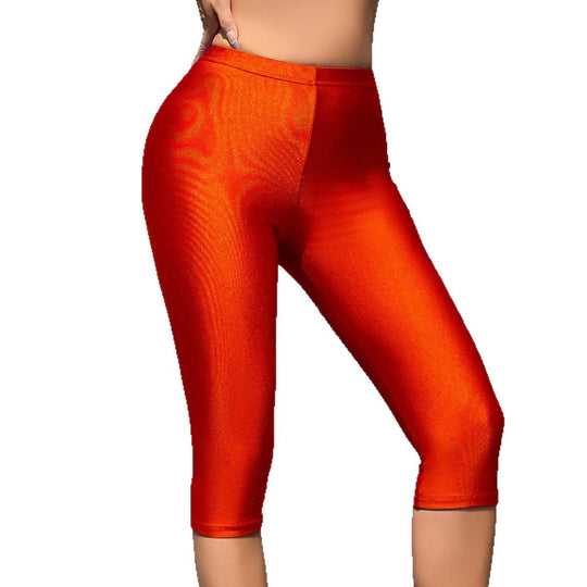 Damen Sportliche Leggings mit hochglänzendem Finish und weitem Schnitt