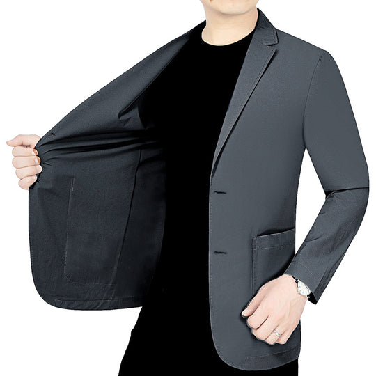 Herren legerer elastischer Sommerblazer mit dreiviertelärmeln und schlanker Passform Shop Nory