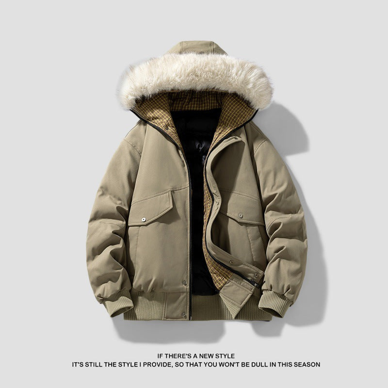 Herren Kurzparka mit wattierter Innenlage, abnehmbarer Kapuze und aufgesetzten Pattentaschen Shop Nory