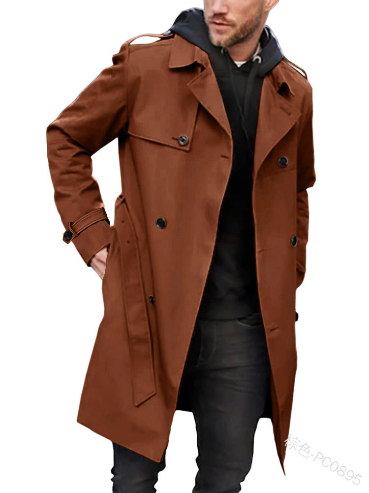 Herren nan urbaner Regenmantel im Trench-Stil mit doppellagiger Sturmklappe und verstellbaren Manschetten Shop Nory