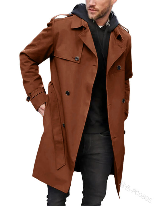 Herren nan urbaner Regenmantel im Trench-Stil mit doppellagiger Sturmklappe und verstellbaren Manschetten Shop Nory