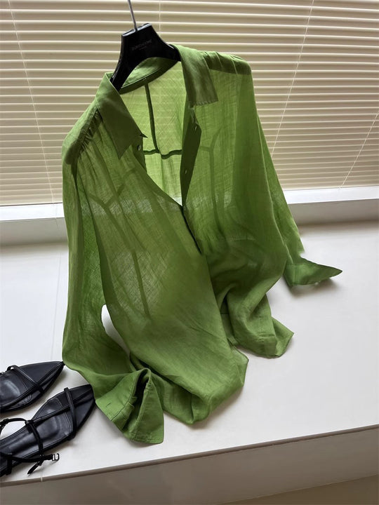 Damen Leichte und luftige Bluse aus reinem Leinen Shop Nory