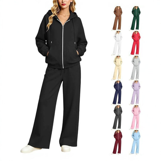 Damen Zip-Hoodie-Set mit Kapuze und weiter Jogginghose Shop Nory