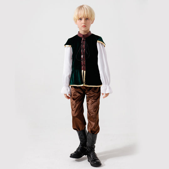 Unisex nan mittelalterliches Kinderkostüm Set mit Samtweste, geraffter Pluderhose und Renaissance-Details Shop Nory