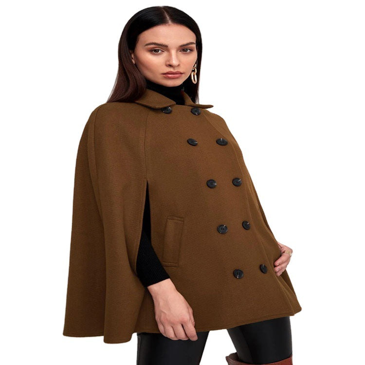 Damen Kurzcape-Mantel im Boxy-Tailoring mit verdeckten Ärmelschlitzen und Reverskragen Shop Nory