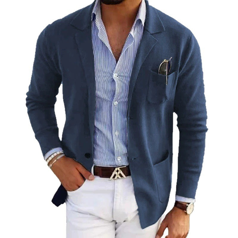 Herren lässiger, eleganter Blazer aus kräftigem Baumwollmix