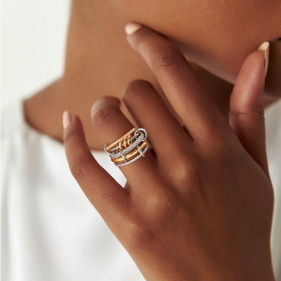 Damen Zierliches Ring-Set mit funkelnden Zirkonia-Elementen Shop Nory