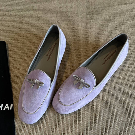 Damen Wildleder Slipper mit dekorativem Schleifendetail
