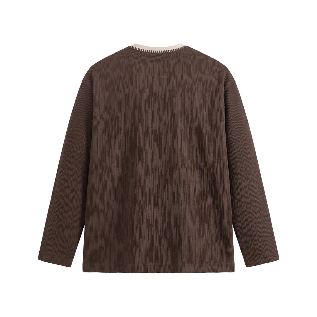 Herren Texturierter Sweatshirt-Pullover mit Lagenkragen und dekorativer Ziernaht Shop Nory