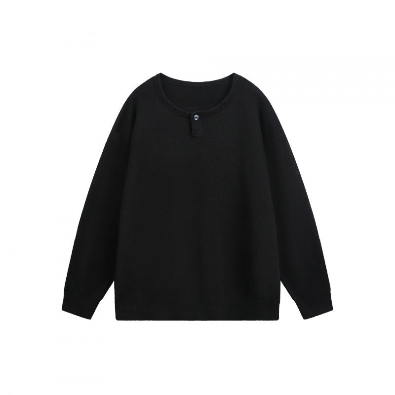 Unisex Oversize-Feinstrickpullover mit kurzem Henleyverschluss und strukturierter Mélange-Qualität Shop Nory