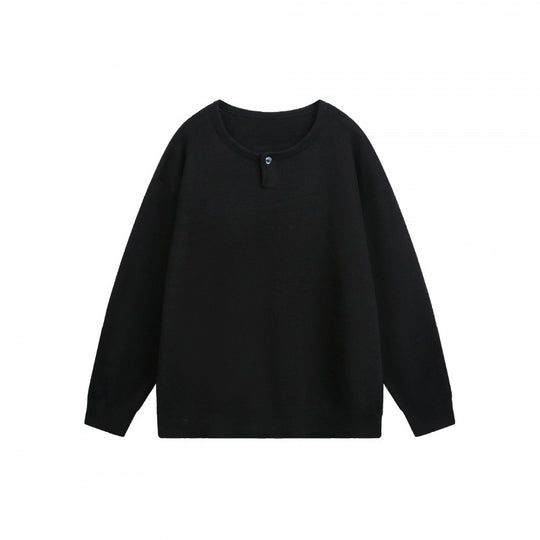 Unisex Oversize-Feinstrickpullover mit kurzem Henleyverschluss und strukturierter Mélange-Qualität Shop Nory