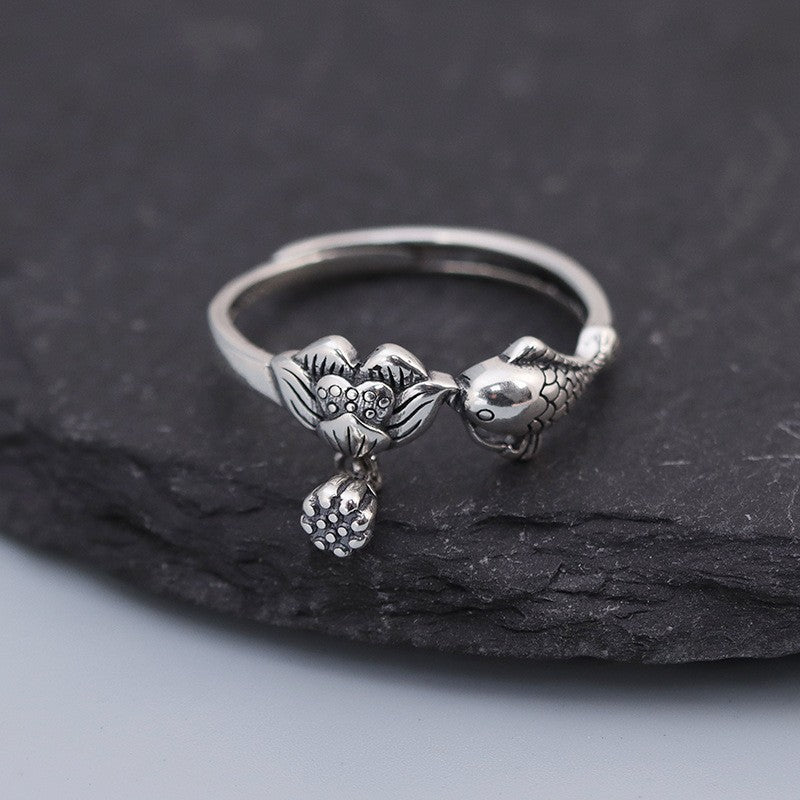 Damen filigraner Ring mit kunstvollem Fisch-Design Shop Nory