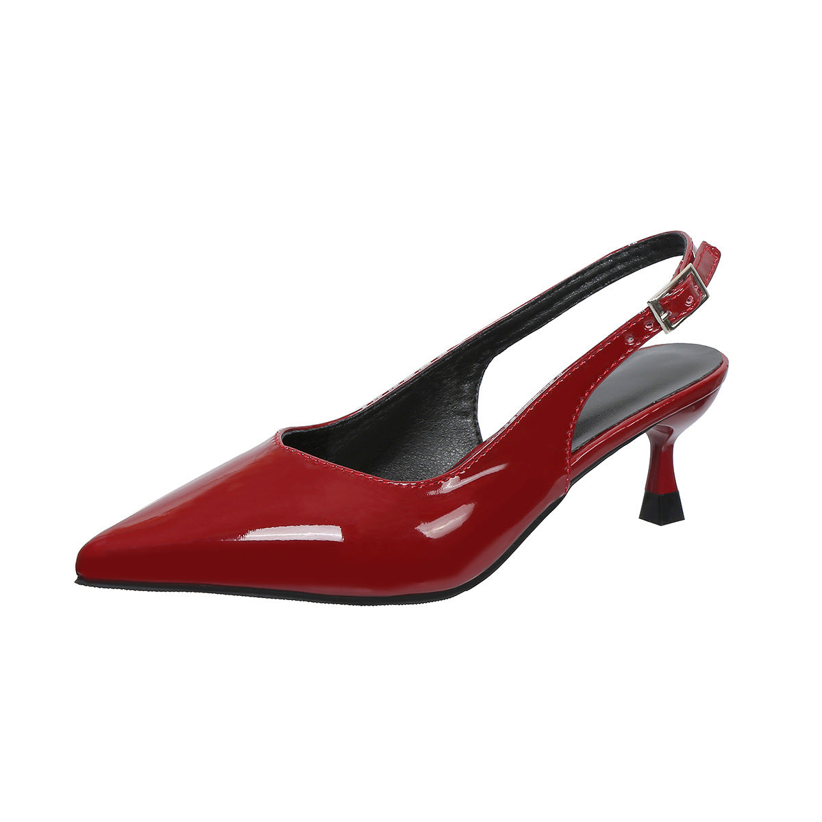 Damen Slingback Pumps aus glänzendem Lackmaterial mit elegantem spitzem Design Shopnory