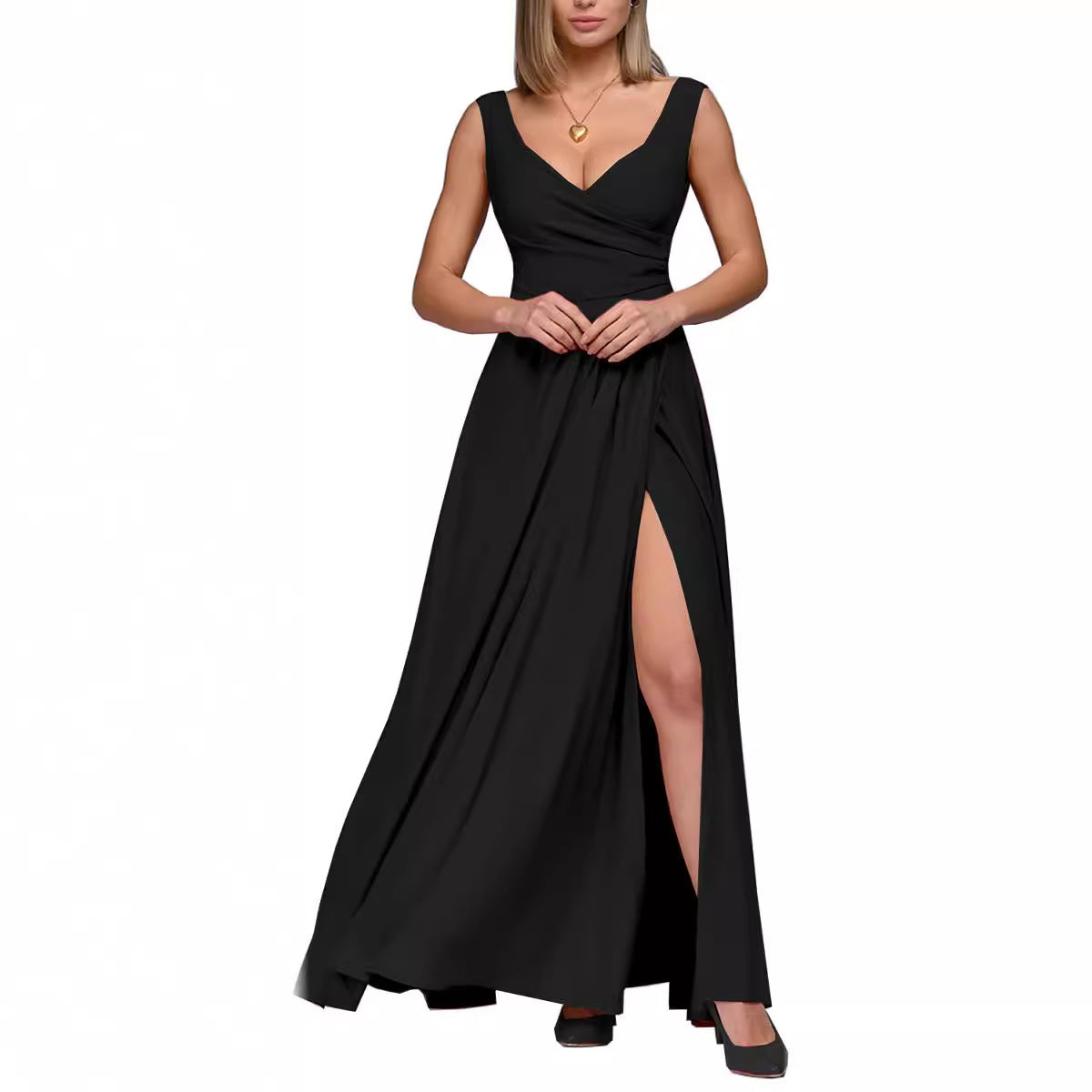 Damen Maxikleid mit elegantem Wickeldesign und seitlichem Schlitz