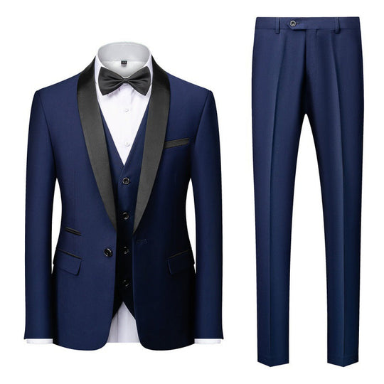 Herren nan dreiteiliges Smoking-Set mit Schalkragen, taillierter Weste und schlanker Passform