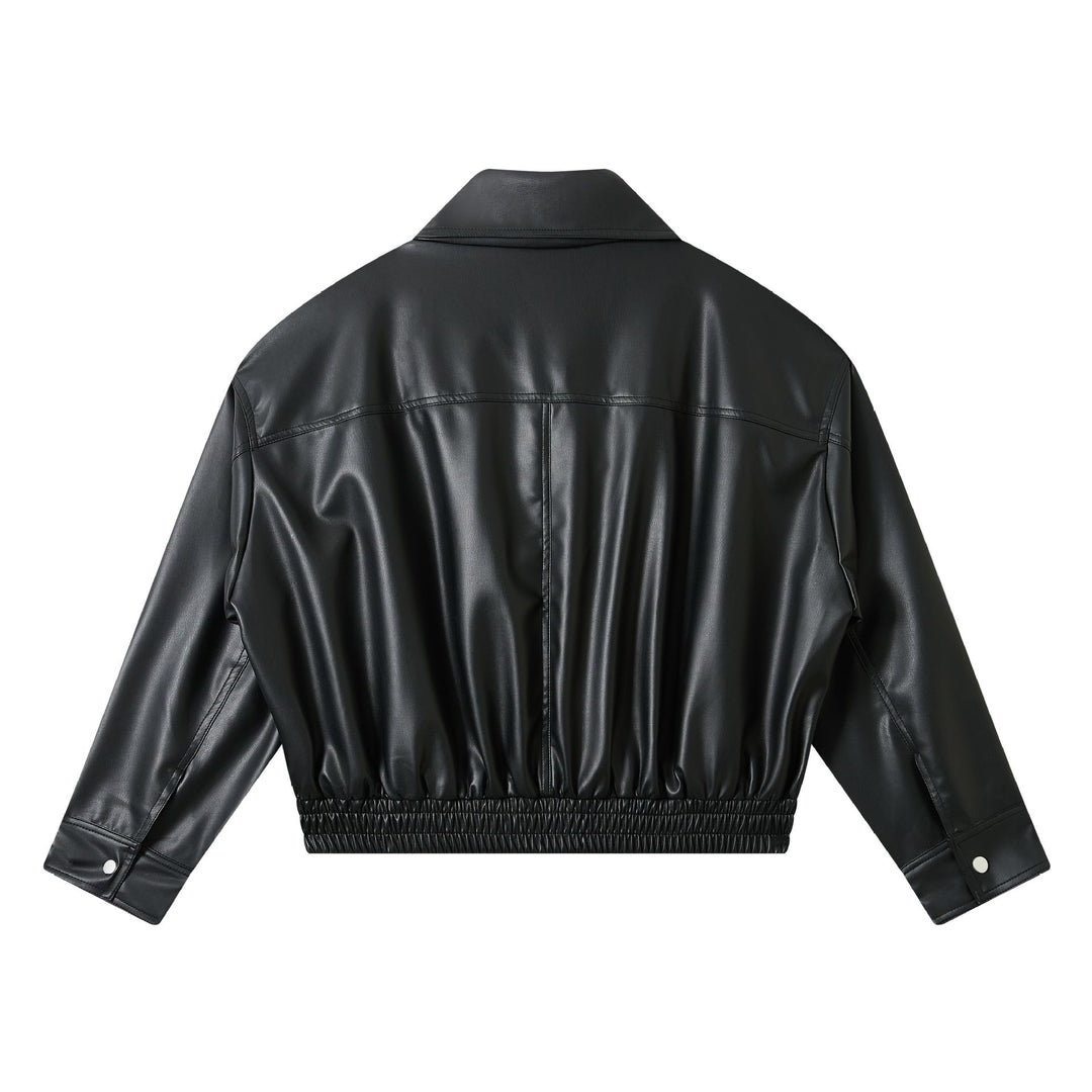 Herren Lederimitat-Bomberjacke im Boxy-Cut mit elastischem Saum und zweifach Reißverschluss Shop Nory