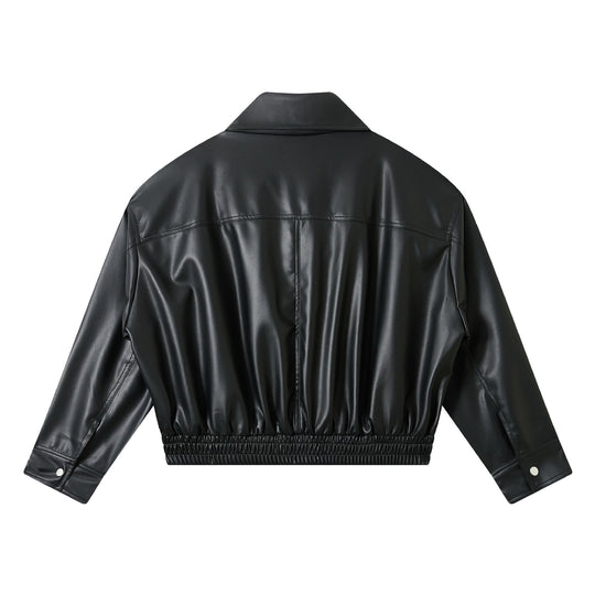 Herren Lederimitat-Bomberjacke im Boxy-Cut mit elastischem Saum und zweifach Reißverschluss Shop Nory