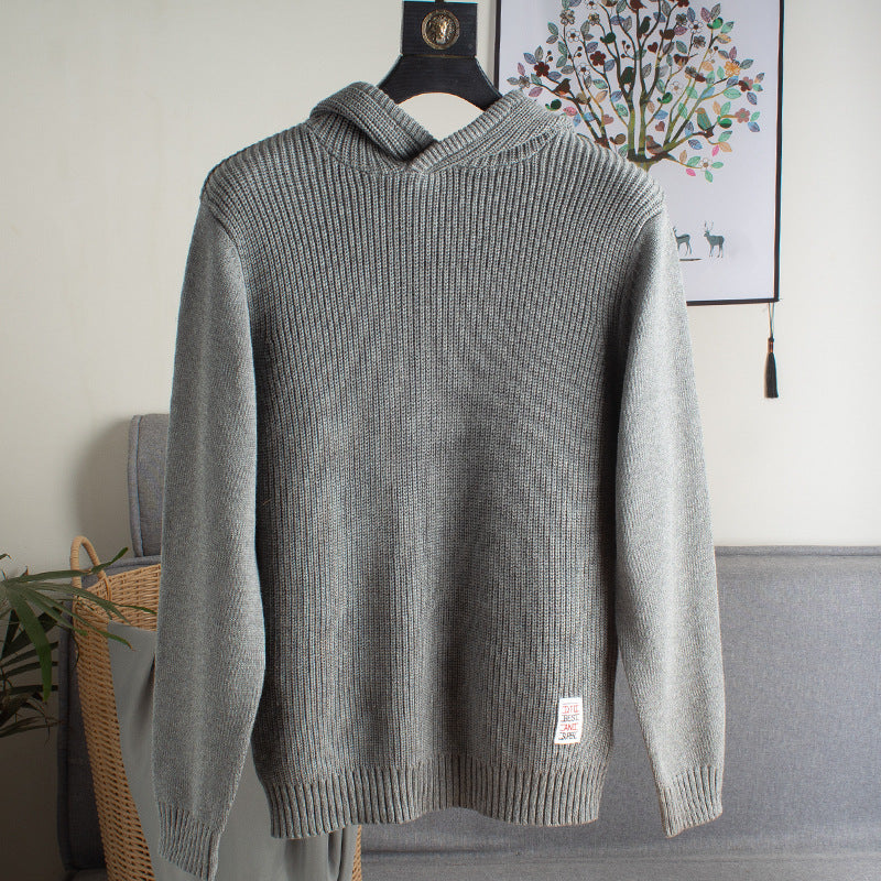 Herren Grobgerippter Kapuzenpullover mit glatten Ärmeln und geripptem Saum Shop Nory