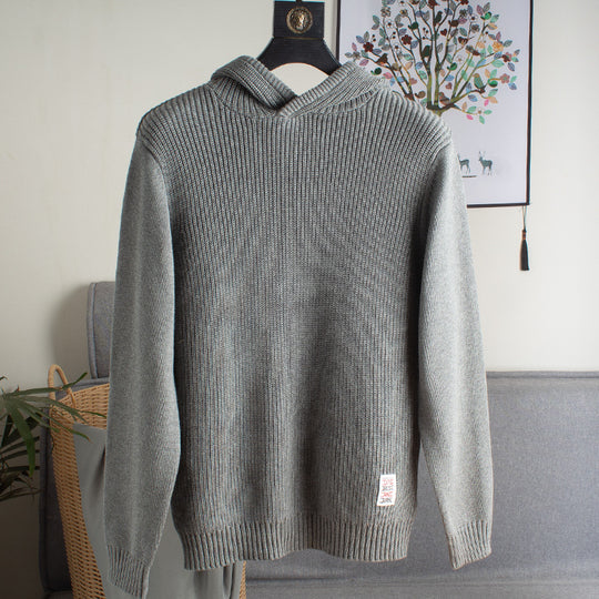 Herren Grobgerippter Kapuzenpullover mit glatten Ärmeln und geripptem Saum Shop Nory