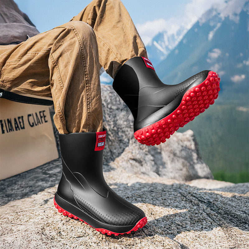 Unisex Wasserdichte Kurzschaft-Outdoor-Gummistiefel mit profilierter Noppenlaufsohle Shop Nory