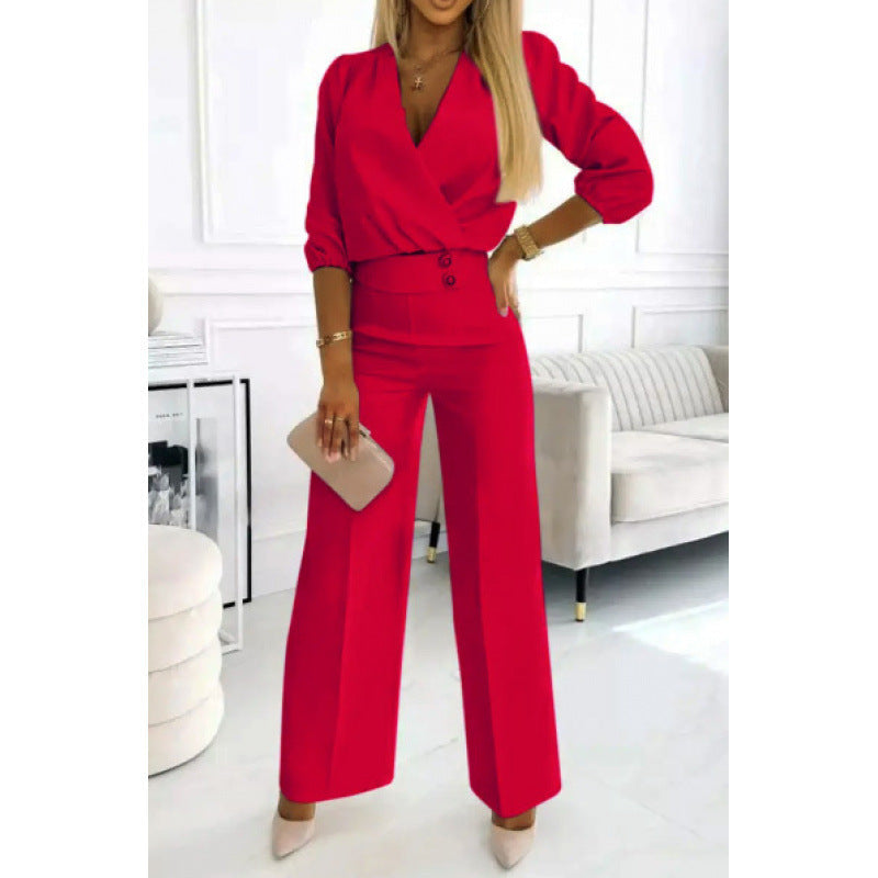 Damen elegantes Jumpsuit mit weiten Beinen
