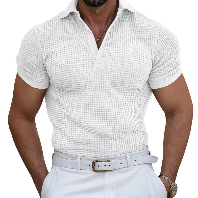 Herren nan strukturiertes Piqué-Poloshirt aus Baumwollmischung mit verstärktem Polokragen