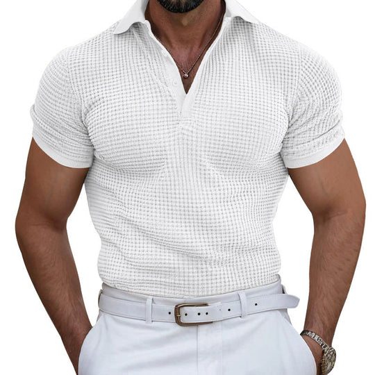 Herren nan strukturiertes Piqué-Poloshirt aus Baumwollmischung mit verstärktem Polokragen
