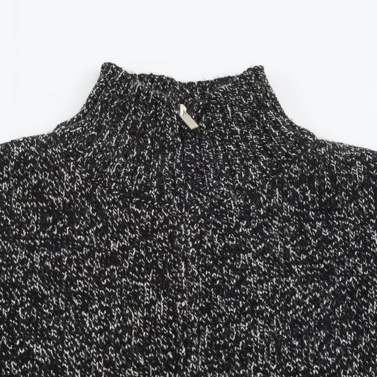 Damen Grobgestrickter Reißverschluss-Pullover mit Stehkragen und geripptem Saum Shop Nory