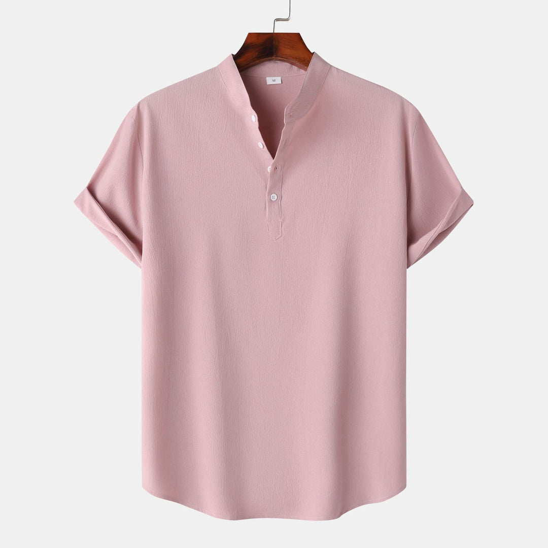 Herren Kurzarmhemd mit modernem Henley-Design und funktionalen Knöpfen Shopnory