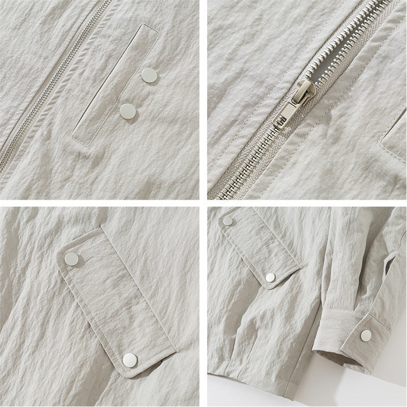 Herren Leichte Windjacke mit Stehkragen, Raglanärmeln und Druckknopf-Taschen Shop Nory