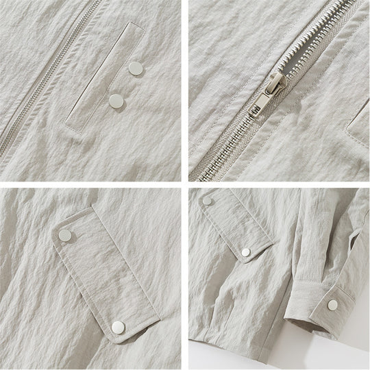 Herren Leichte Windjacke mit Stehkragen, Raglanärmeln und Druckknopf-Taschen Shop Nory