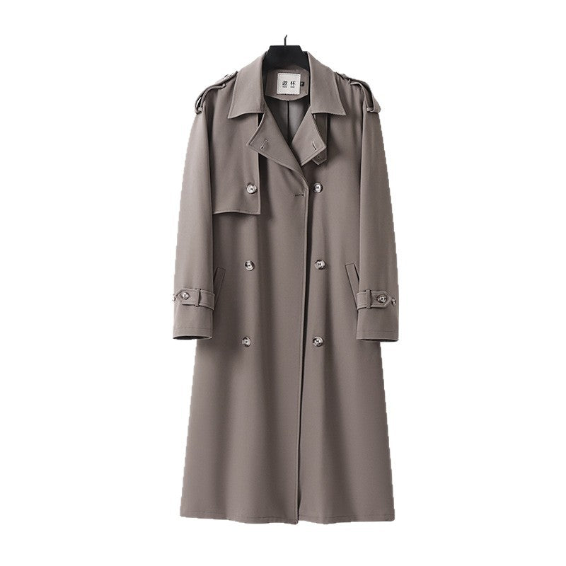 Damen klassischer Doppelreihiger Trenchcoat mit Taillengürtel und Schalkragen Shop Nory