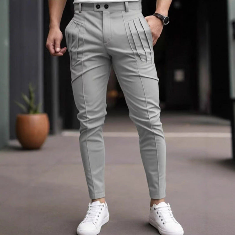 Herren stylische Slim-Fit Anzughose mit plissiertem Design