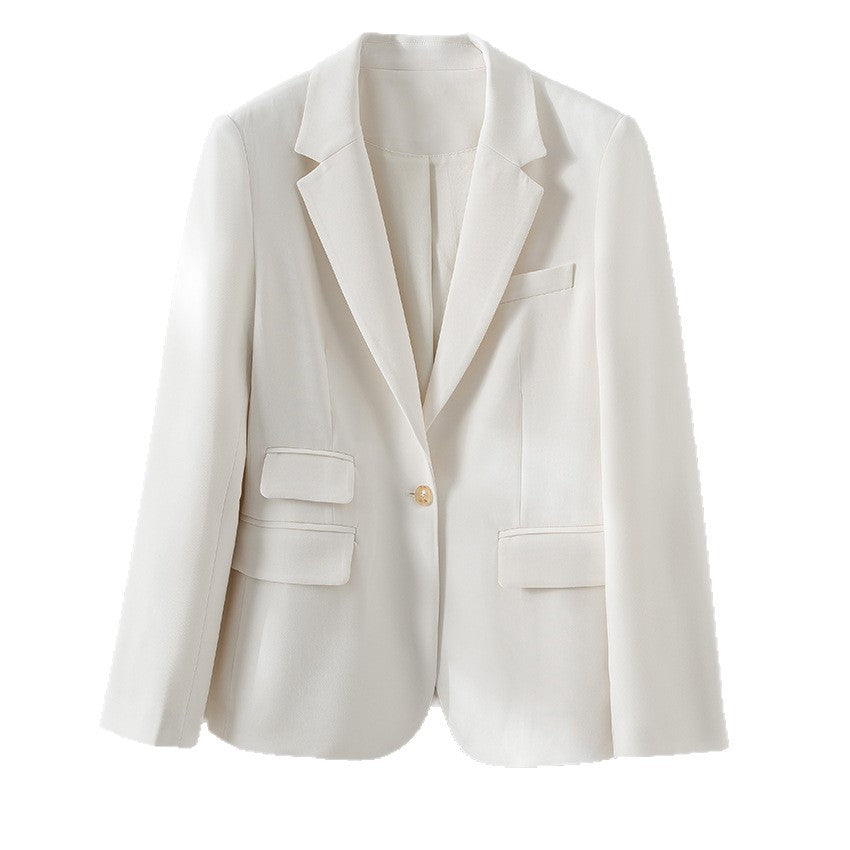 Damen taillierter Ein-Knopf-Blazer mit Reverskragen und Pattentaschen Shop Nory