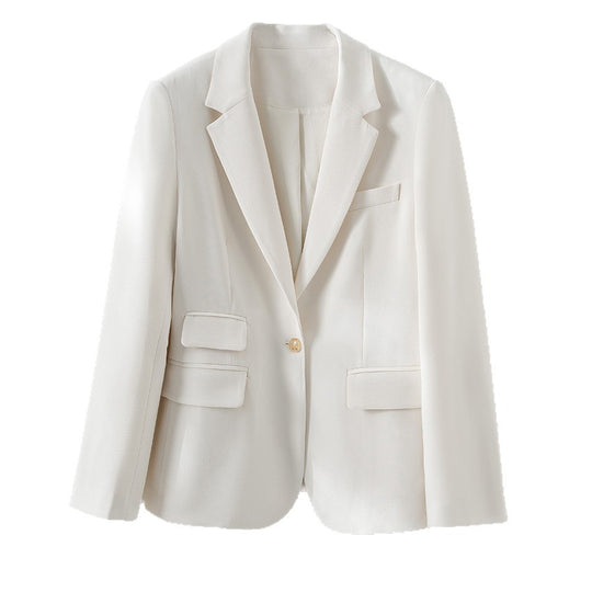 Damen taillierter Ein-Knopf-Blazer mit Reverskragen und Pattentaschen Shop Nory