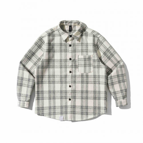 Unisex Kastenförmiges kariertes Flanell-Overshirt mit weicher Angrauung und Brusttasche Shop Nory