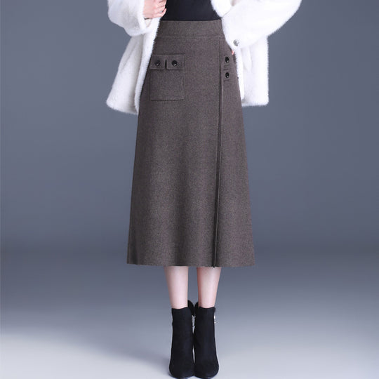 Damen Eleganter Maxirock mit praktischen Taschen und Knopfdetails Shop Nory