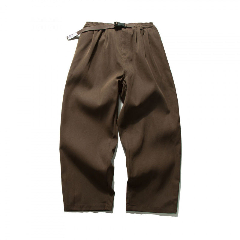 Herren Weitgeschnittene Relaxed-Hose mit elastischem Bund, Bundfalten und integriertem Webgürtel Shop Nory