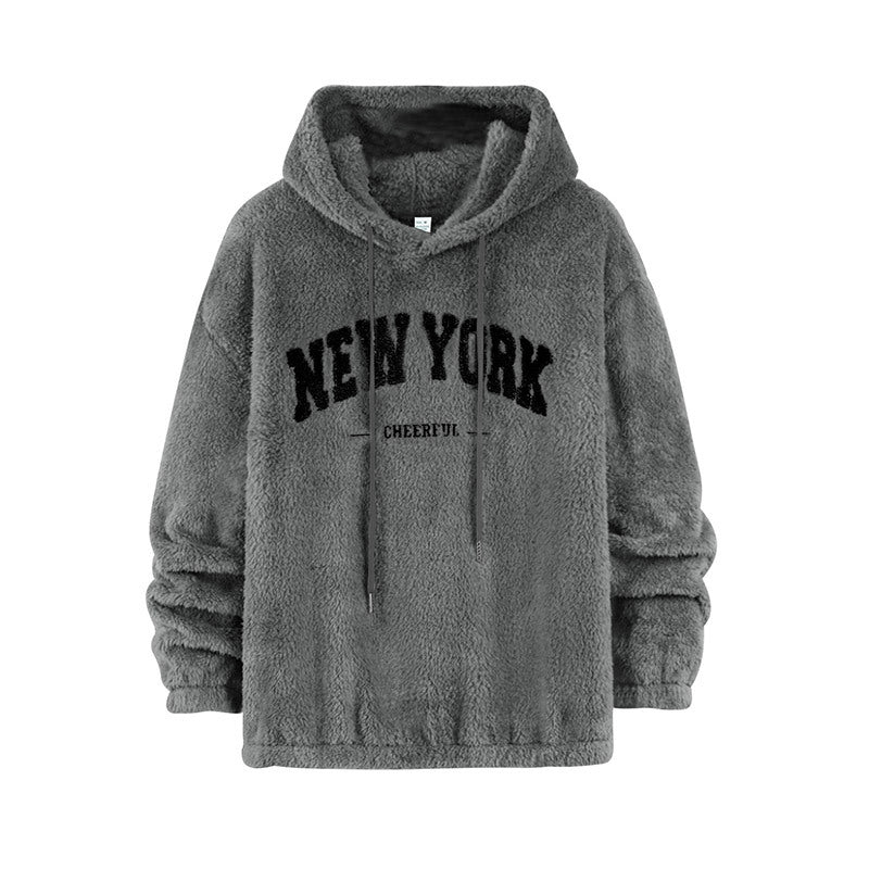 Unisex Kuscheliger Teddy-Fleece-Hoodie mit Chenille-Schriftzug Shop Nory