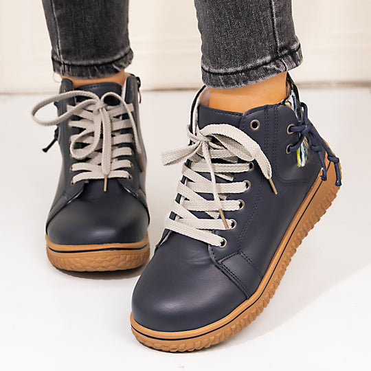 Damen gefütterte Schnür-Stiefelette mit seitlichem Reißverschluss und profilierter Gummisohle Shop Nory